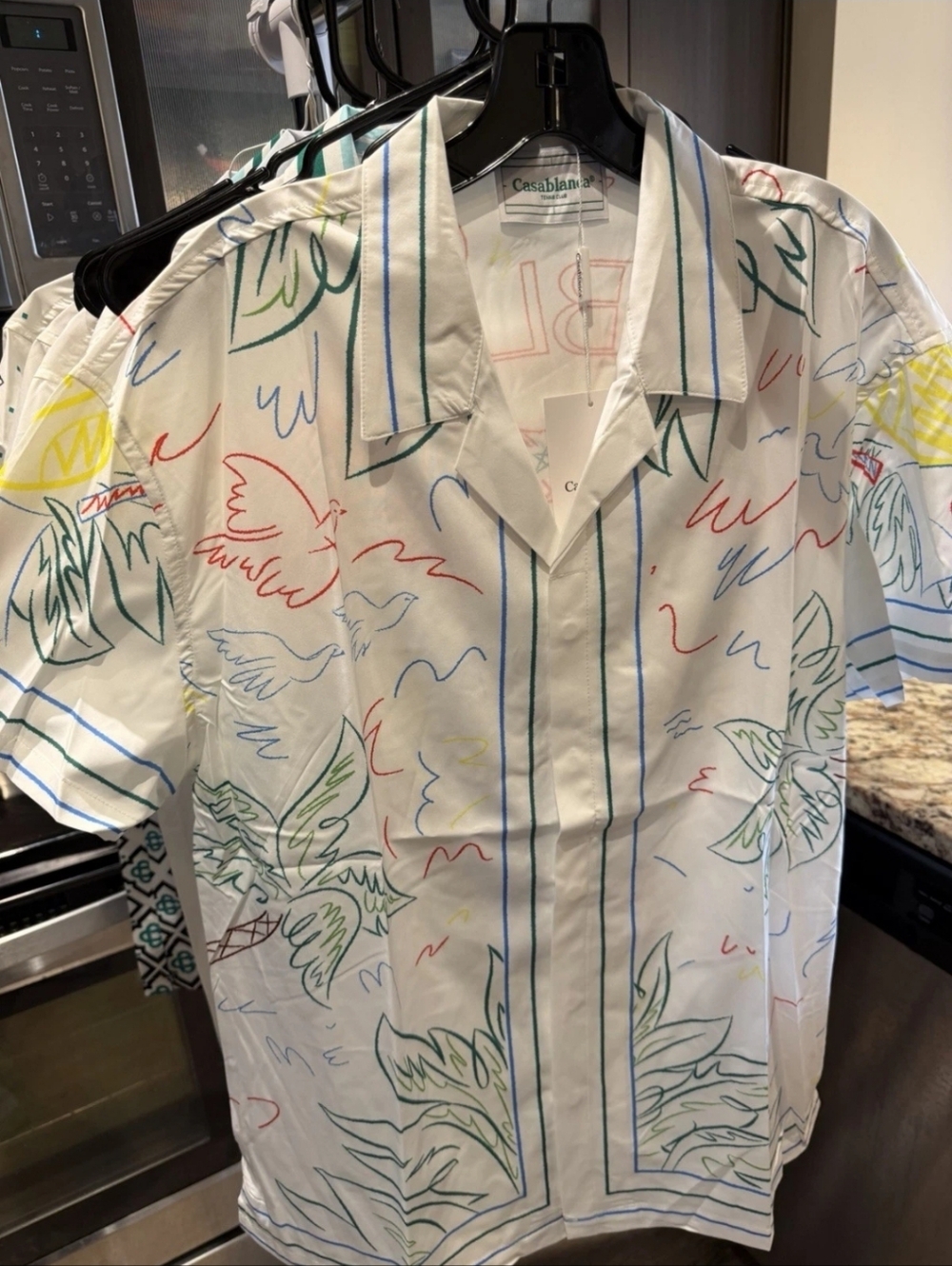 Casablanca Set White Multi-Color Printed Short Sleeve Button-Down Shirt